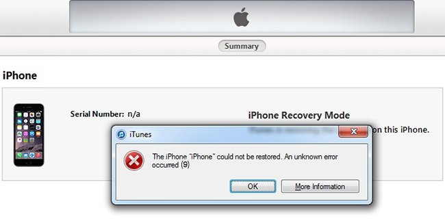 Resolver el código de error 9 en iTunes