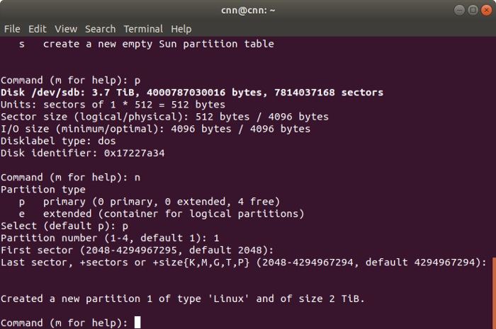 Disko bat formateatu Linux-en